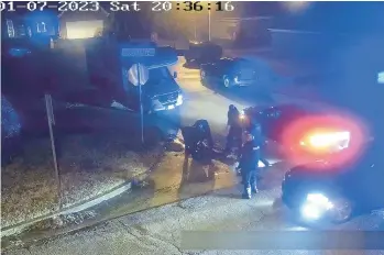  ?? CITY OF MEMPHIS ?? Tyre Nichols lies on the ground during a brutal attack by police officers Jan. 7 in Memphis, Tenn. Former Memphis police recruiters say the department increased incentives and lowered its standards to fill hundreds of slots in recent years.