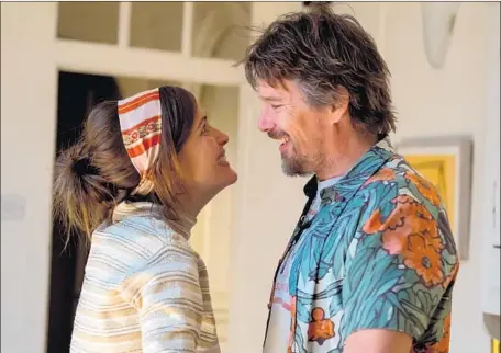  ?? Alex Bailey Lionsgate/Roadside Attraction­s ?? LOOK AT THOSE TWO: Annie (Rose Byrne) and Tucker Crowe (Ethan Hawke) share a moment in adaptation of Nick Hornby’s novel.