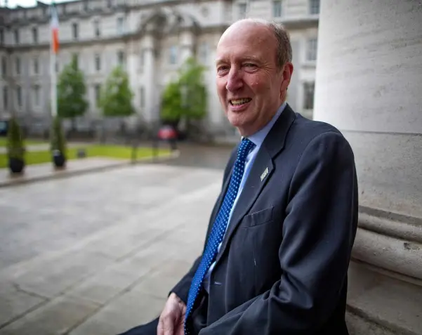  ??  ?? MANY SPATS: Transport Minister Shane Ross at Government Buildings, where he spoke candidly about his brief in Government. Photo: Arthur Carron