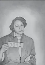  ?? COURTESY OF MARINMOCA ?? “Mugshot Portraits: Women of the Montgomery Bus Boycott, JoAnn Robinson” by Lava Thomas, who explores social issues of race, gender and representa­tion, is part of the “Justice” exhibit at MarinMOCA.