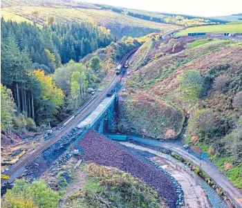  ??  ?? VITAL REPAIRS: Workers lay new tracks at Stonehaven after August’s derailment.