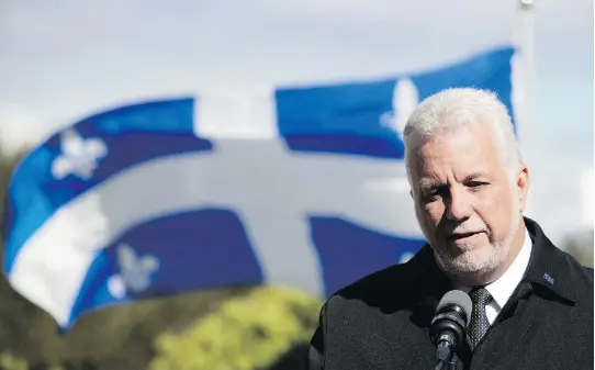  ?? ALLEN McINNIS ?? Liberal Leader Philippe Couillard says he leaves Quebec in a “much better state than I came to it” and that he is proud of his government’s accomplish­ments.