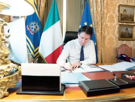  ?? (Imagoecono­mica) ?? A Palazzo Chigi Giuseppe Conte, 55 anni, è il premier del governo M5S-PD-IV-LEU dal 5 settembre dello scorso anno