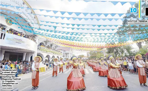  ?? CESAR RAMIREZ ?? Students join a street dance competitio­n marking the Bagoong Festival in Lingayen, Pangasinan on Saturday.