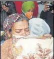  ??  ?? One of the women reuniting with her family member at Amritsar airport on Friday.