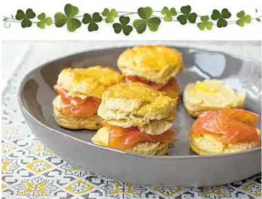  ?? SARAH E. CROWDER VIA THE ASSOCIATED PRESS ?? Irish scones with smoked salmon are a great dish for St. Patrick's Day.