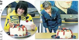  ??  ?? HAVE CAKE & BEAT IT Noel and Mel in opening Taskmaster episode