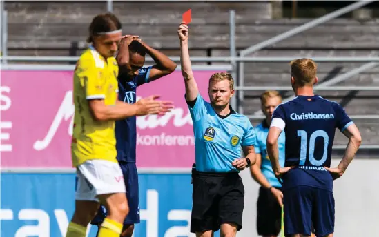  ?? Bild: KRISTER ANDERSSON ?? Falkenberg plockade trots en tidig utvisning inte några poäng mot Malmö FF.