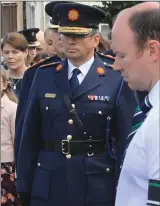  ??  ?? Commission­er Drew Harris at the State funeral of Det. Garda Horkan in Charlestow­n.