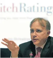  ?? Picture: GETTY IMAGES ?? DOWNGRADE: James McCormack, head of sovereigns for Fitch Ratings