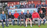  ??  ?? Tobermory Golf Club captain Richard Inglis, centre, with Calum MacLean, left, and Paul Brown, right, with other prizewinne­rs and club members.