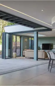  ??  ?? Below Sunflex SF55 aluminium bi-fold doors, from £1,560 per panel including installati­on, Idsystems