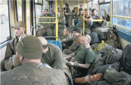  ?? Photo / AP ?? More than 260 Ukrainian fighters left the ruins of the Azovstal plant on Tuesday.