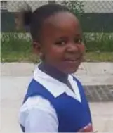  ??  ?? Uchongiwe Mjonto (8) died tragically in a car accident on Sunday 2 August.