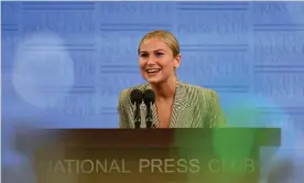  ?? Photograph: Mick Tsikas/AAP ?? 2021 Australian of the Year Grace Tame addresses the National Press Club.