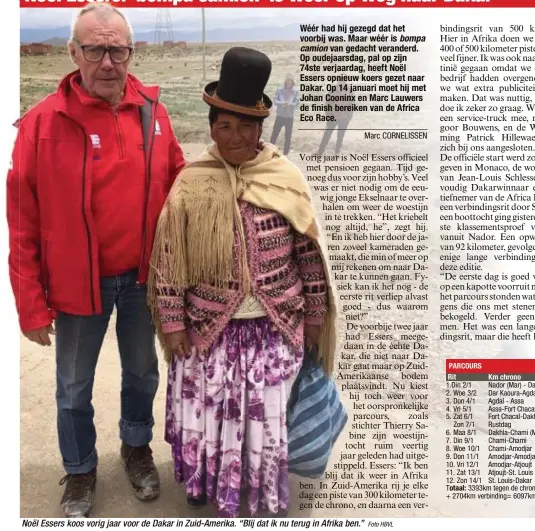  ?? Foto HBVL ?? Noël Essers koos vorig jaar voor de Dakar in Zuid-Amerika. “Blij dat ik nu terug in Afrika ben.”