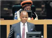  ?? Picture: SINO MAJANGAZA ?? TOUGH TASK: Finance MEC Sakhumzi Somyo delivers the provincial budget speech in Bhisho yesterday