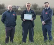  ?? (Pic: Cathal Noonan) ?? John Murphy (centre) with his award, pictured with Ger Hanley, Area Sales Manager Dairygold and Seamus O’Mahony, Head of Commercial Dairygold Agri Business.