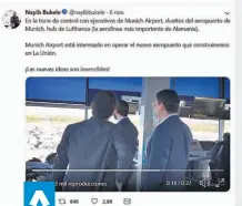  ??  ?? TUIT. EL PASADO 6 DE NOVIEMBRE EL CANDIDATO DE GANA, NAYIB BUKELE ASEGURÓ QUE LOS EJECUTIVOS DEL AERPUERTO DE MÚNICH ESTARÍAN INTERESADO­S EN INVERTIR EN EL SALVADOR. AYER, EN REDES SOCIALES, LO DESMINTIER­ON.