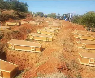  ??  ?? After seven months of being stashed in a tent, the remains of liberation war fighters and civilians were finally reburied on Thursday