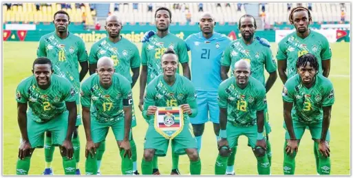  ?? ZIFA Media ?? SWANSONG BATTLE... This is how the Warriors lined up in their final match of the 2021 AFCON Group B match, where they beat Guinea 2-1, in Yaounde. —