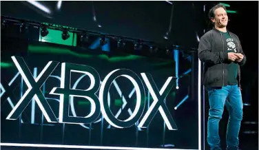  ?? — AP ?? Phil Spencer, Head of Xbox, opens the Xbox E3 2019 Briefing at the Microsoft Theater at L.A. Live, Sunday