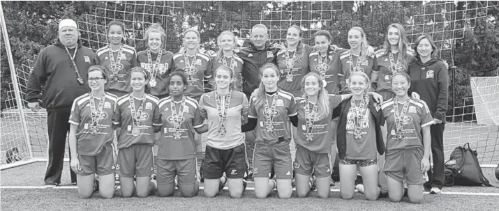  ?? [SUBMITTED] ?? After coming in second in the Ontario Cup in the summer, the U16 Woolwich Wolfpack girls soccer team came up on the winning side of the Quebec-Ontario Cup last month. The team also won the Tournament of Champions in Ontario, which qualified the girls...