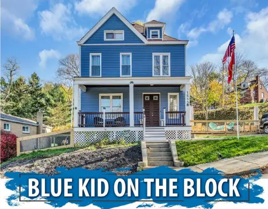  ??  ?? Top: The three-story Colonial farmhouse at 1553 Queensbury St. in Westwood is the biggest house on the block.