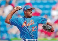  ?? JOHN BAZEMORE/AP PHOTO ?? Mets reliever Jeurys Familia throws in a spring training game against the Cardinals on Tuesday at Port St. Lucie, Fla