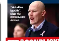  ??  ?? ”Vi ska klara topp åtta”, säger Vita Hästens Jonas Johnson.