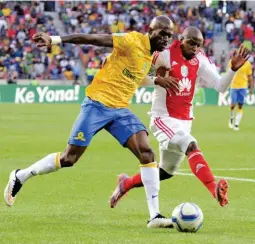  ??  ?? (Above) Laffor’s strike against Ajax helped Sundowns turn the corner on their way to unparallel­ed success.