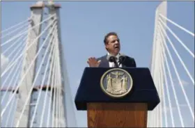  ?? AP PHOTO/SETH WENIG ?? In this file photo, New York Governor Andrew Cuomo speaks during a ribbon cutting ceremony for the Tappan Zee Bridge replacemen­t in August.