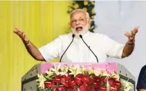  ?? - PTI ?? CENTENARY CELEBRATIO­NS: Prime Minister Narendra Modi addressing at the Centenary Celebratio­ns of Patna University, in Patna, Bihar on Saturday.