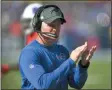  ?? ADRIAN KRAUS - THE ASSOCIATED PRESS ?? Buffalo Bills head coach Sean McDermott gives encouragem­ent from the sideline the first half of an NFL football game Miami Dolphins, Sunday, Oct. 20, 2019, in Orchard Park, N.Y.