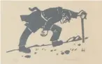  ?? ?? KYFFIN WILLIAMS - FARMER CLIMBING A HILL - SOLD AT ANTHEMION AUCTIONS, CARDIFF