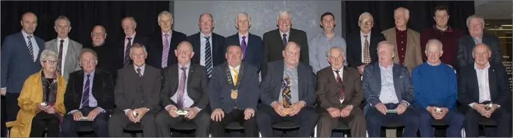  ??  ?? County Council chairman Keith Doyle at the civic reception with members of the victorious Senior Hurling team who won the All Ireland in 1968.