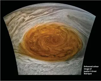  ??  ?? Enhanced colour image of Jupiter’s Great Red Spot