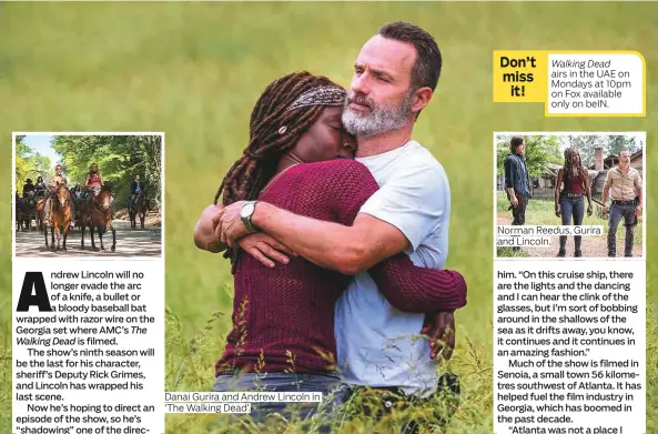  ?? Photos supplied ?? Danai Gurira and Andrew Lincoln in ‘The Walking Dead’. Norman Reedus, Gurira and Lincoln.