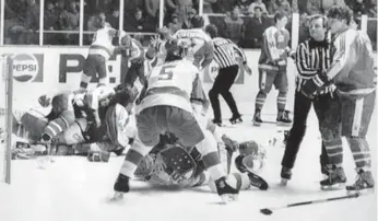  ?? THE ASSOCIATED PRESS FILE PHOTO ?? The Canadians paid a price for their bellicosit­y at the world juniors in Piestany, Czechoslov­akia, on Jan. 4, 1987.