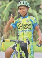  ?? ERNIE PEÑAREDOND­O ?? Ranlean Maglantay, 18, is the youngest rider of Lutayan Cyclers Club in Butuan City.