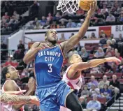  ?? [AP PHOTO] ?? Thunder guard Dion Waiters had 25 points in OKC’s loss to the Trail Blazers on Wednesday night in Portland, Ore.