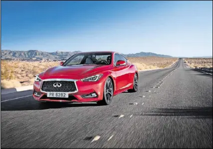  ??  ?? Sports car enthusiast­s might want to forgo adaptive steering on the 2017 Infiniti Q60.