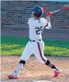  ?? GARY MIDDENDORF/DAILY SOUTHTOWN ?? St. Rita’s Al Holguin connects for a walk-off two-run homer in the bottom of the seventh inning against Mount Carmel on Thursday.