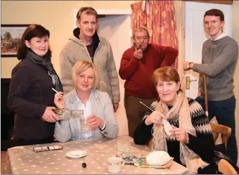  ?? Photo by Michelle Cooper Galvin ?? Lorraine O’Shea, Mary Clifford (seated) and Rosemary Mangan, Padraig Clifford, Noel O’Sullivan and David O’Shea in rehearsals for ‘The Country Boy’ which will be on December 4, 5, 7 and 8 in the Beaufort Community Centre in aid of the Kerry Mental Health Associatio­n Killorglin branch.