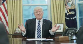  ?? Reuters ?? US President Donald Trump speaks during an interview in The Oval Office at the White House in Washington. —