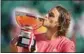  ?? ?? Stefanos Tsitsipas of Greece kisses the trophy after defeating Casper Ruud of Norway to win the Monte Carlo Tennis Masters final matchAP/PTI