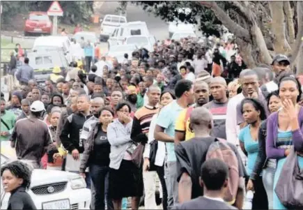  ??  ?? Hundreds of job-seekers face an unemployme­nt crisis that is expected to worsen in the third quarter as more companies have issued section 189 retrenchme­nt notices to employees, according to labour federation Cosatu.