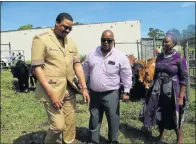  ?? Picture: SUPPLIED ?? ON SHOW: MEC Mlibo Qoboshiyan­e with farmer Felix Nkonki and wife Nomaphelo Nkonki at the opening of their Farm Hillcrest in Brakfontei­n Kwelerha