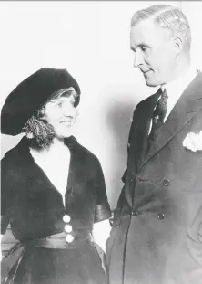  ?? BETTMANN ARCHIVE/GETTY IMAGES ?? William Desmond Taylor, prominent movie director, is shown with Mary Miles Minter, a young screen star whose love notes to Taylor caused a sensation when they were found.