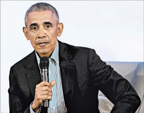  ?? TERRENCE ANTONIO JAMES/CHICAGO TRIBUNE ?? Former President Barack Obama during the Obama Foundation Summit at the Kaplan Institute at the Illinois Institute of Technology in Chicago on Oct. 29.